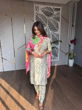 Pure muslin suit with muslin dupatta